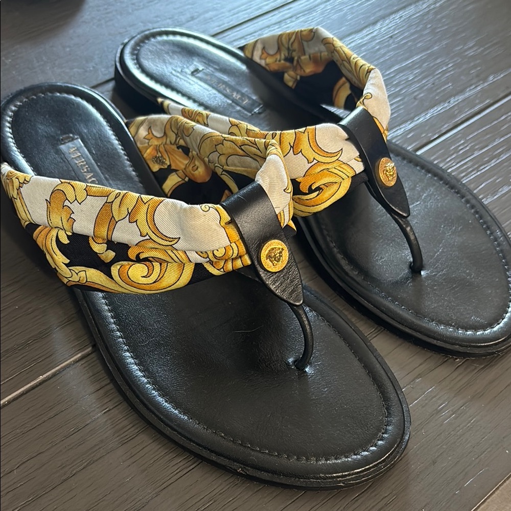 Versace Black and Gold Sandals